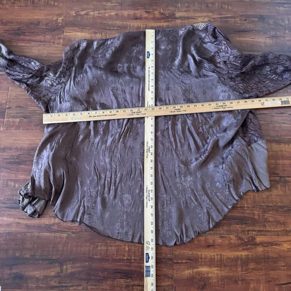 Channa FLAW Womens Open Rayon Cardigan M Brown Lace Fairy Grunge Whimsygoth Boho